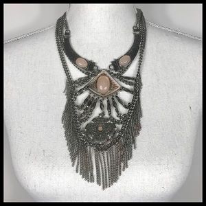 Blush & Silver Boho Statement Necklace